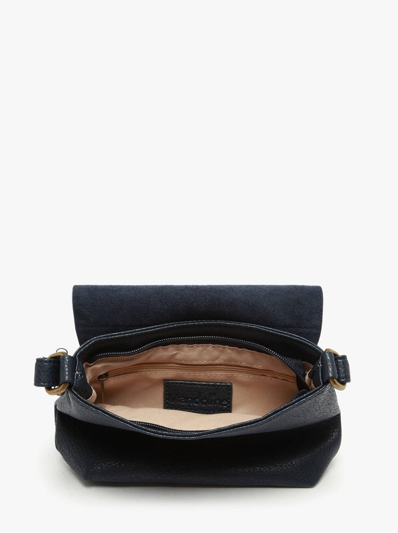 Sac bandoulière soft mandoline toile enduite Bleu Bleu Noir - Kiabi
