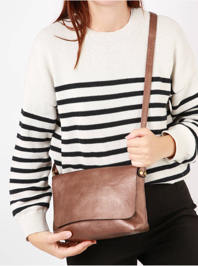 Sac bandoulière soft mandoline toile enduite Cuivre - Kiabi