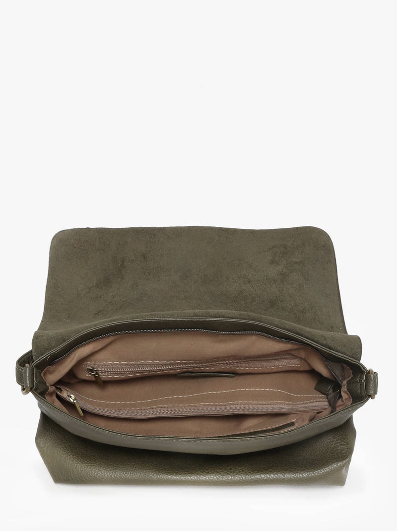 Sac bandoulière soft mandoline toile enduite Kaki - Kiabi