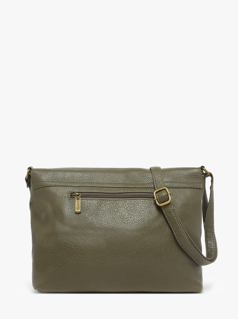 Sac bandoulière soft mandoline toile enduite Kaki - Kiabi