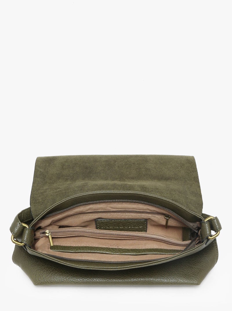 Sac bandoulière soft mandoline toile enduite Kaki - Kiabi