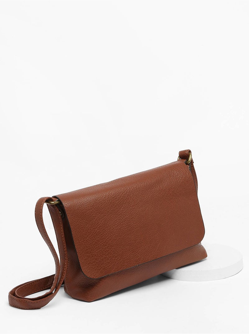 Sac bandoulière soft mandoline toile enduite Marron - Kiabi