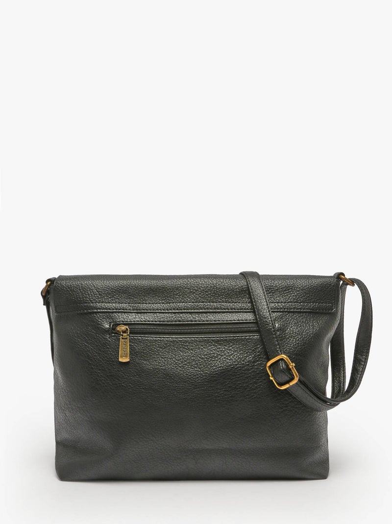 Sac bandoulière soft mandoline toile enduite Noir - Kiabi