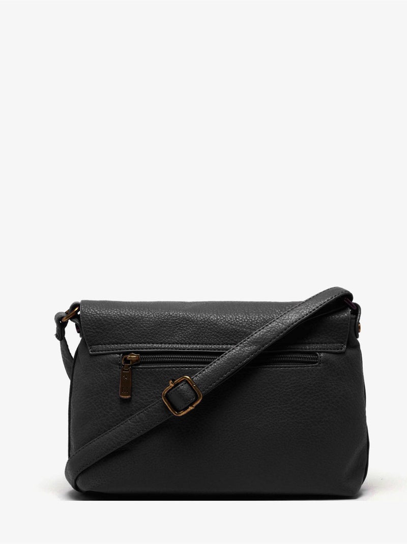 Sac bandoulière soft mandoline toile enduite Noir - Kiabi
