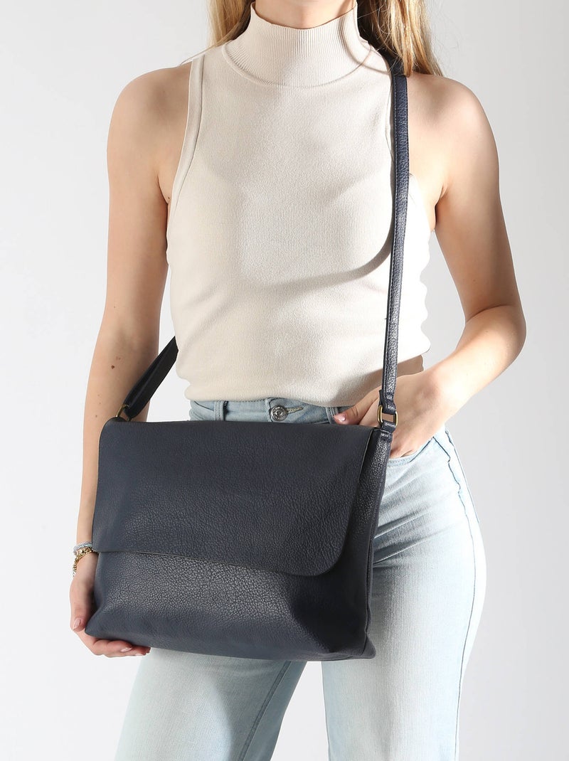 Sac Bandoulière Soft Miniprix Toile Enduite Bleu Bleu Noir - Kiabi