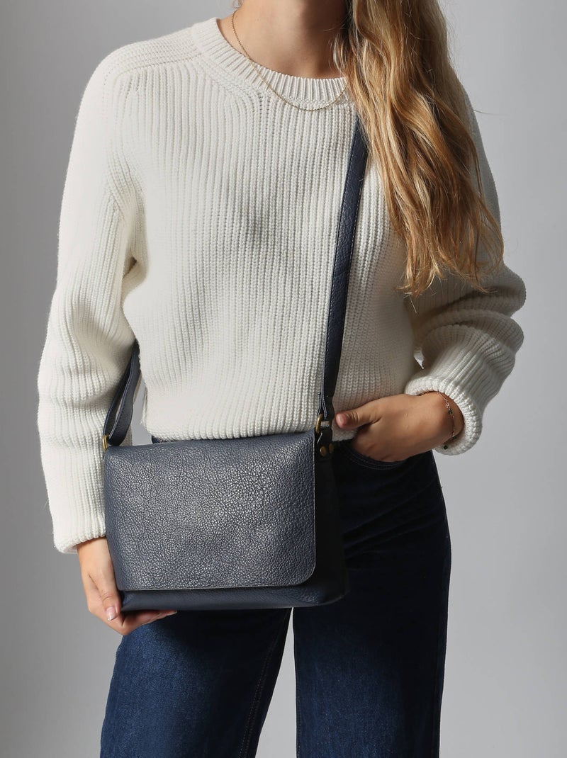 Sac Bandoulière Soft Miniprix Toile Enduite Bleu Bleu Noir - Kiabi