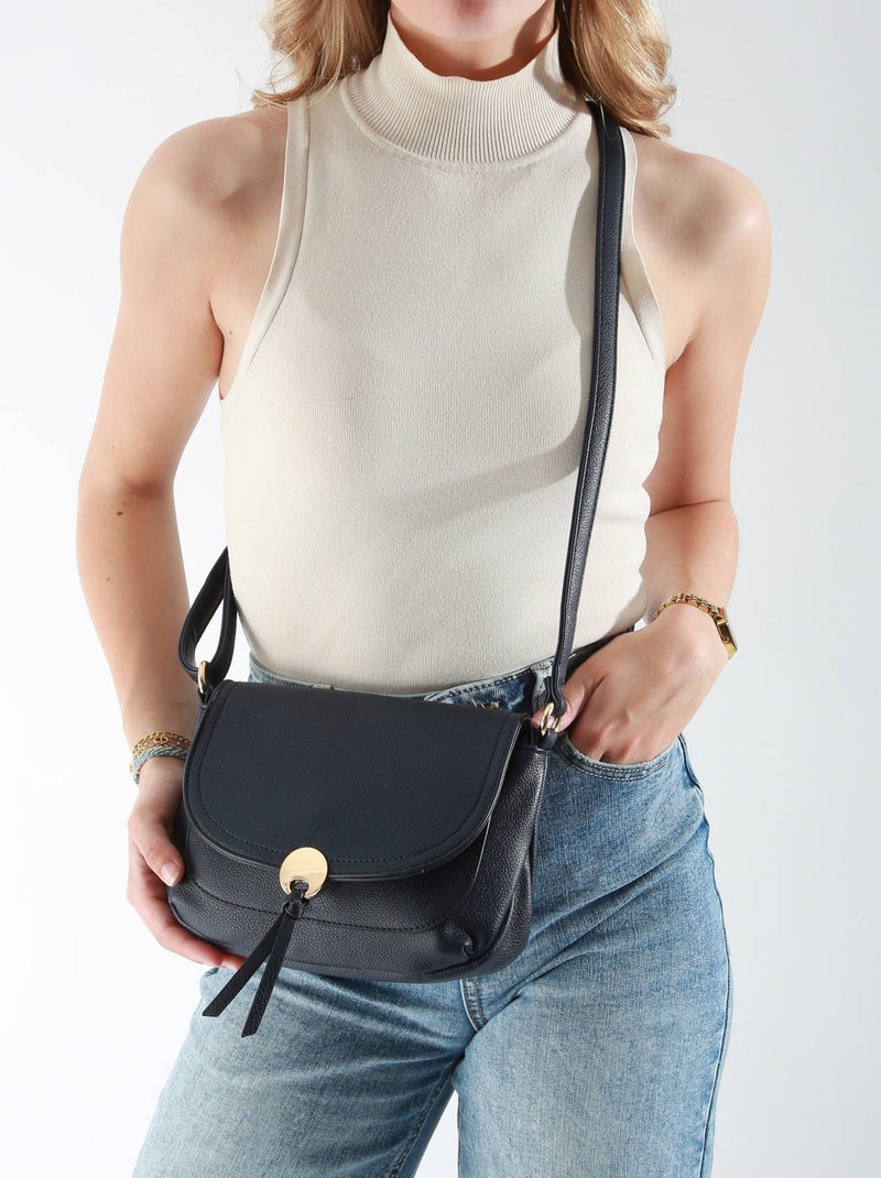 Sac Bandoulière Soft Miniprix Toile Enduite Bleu Noir - Kiabi