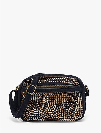 Sac bandoulière studs mandoline toile enduite