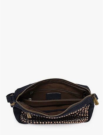 Sac bandoulière studs mandoline toile enduite