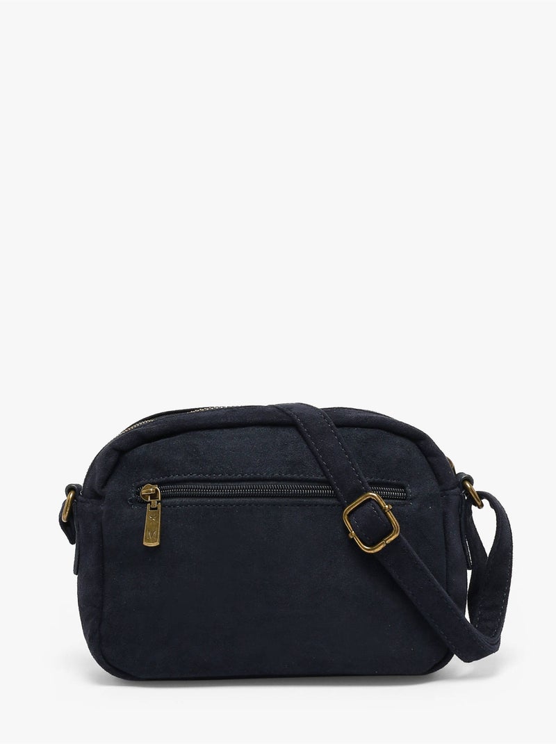 Sac bandoulière studs mandoline toile enduite Bleu Bleu Noir - Kiabi