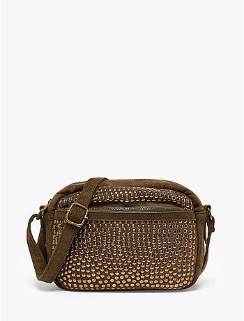 Sac bandoulière studs mandoline toile enduite
