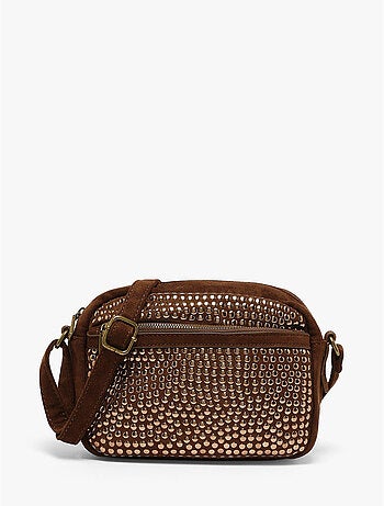 Sac bandoulière studs mandoline toile enduite
