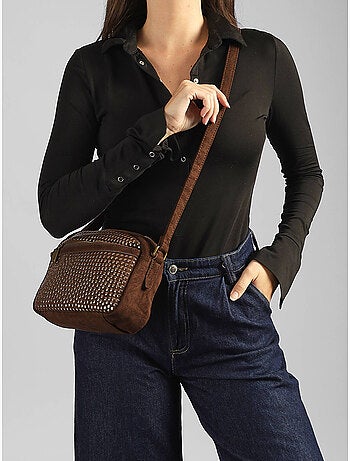 Sac bandoulière studs mandoline toile enduite