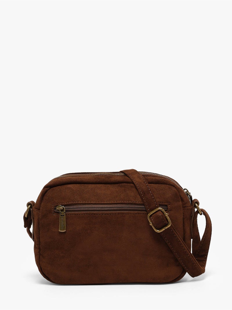 Sac bandoulière studs mandoline toile enduite Marron caramel - Kiabi