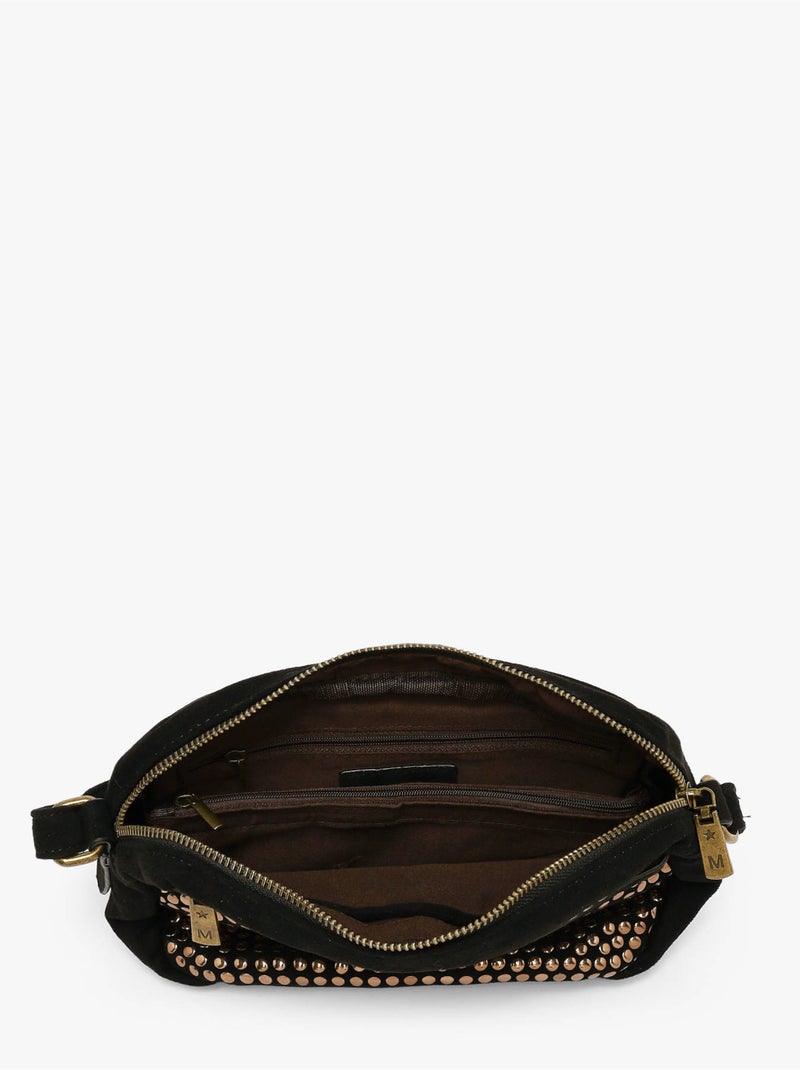 Sac bandoulière studs mandoline toile enduite Noir - Kiabi