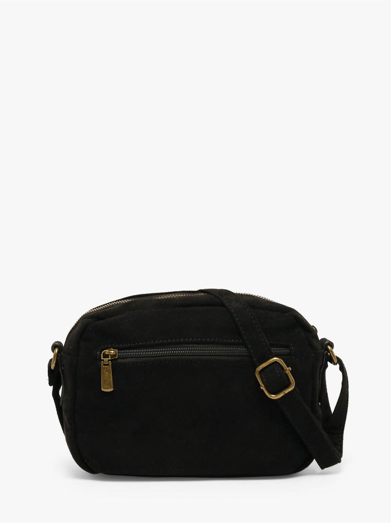 Sac bandoulière studs mandoline toile enduite Noir - Kiabi