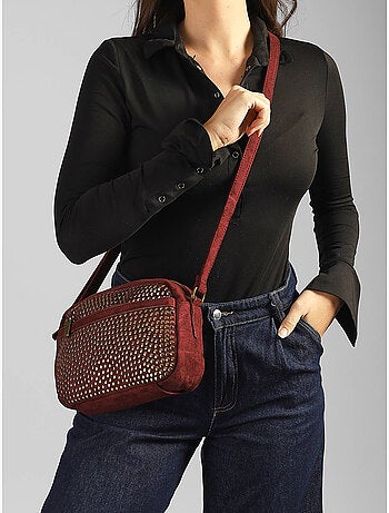 Sac bandoulière studs mandoline toile enduite