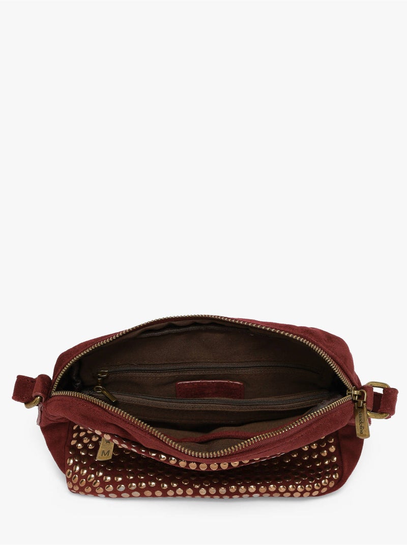 Sac bandoulière studs mandoline toile enduite Violet - Kiabi