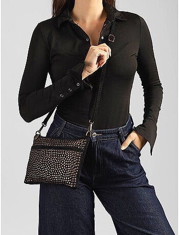 Sac bandoulière studs polyester mandoline toile enduite