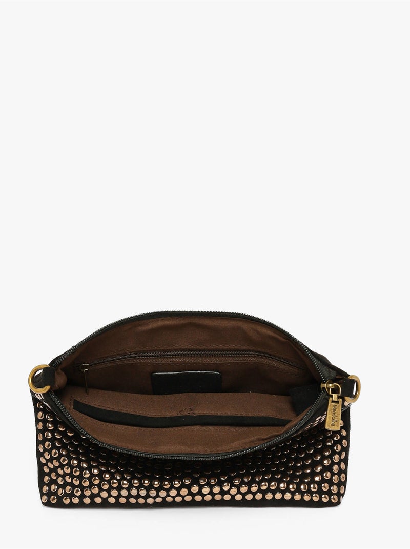 Sac bandoulière studs polyester mandoline toile enduite Noir - Kiabi