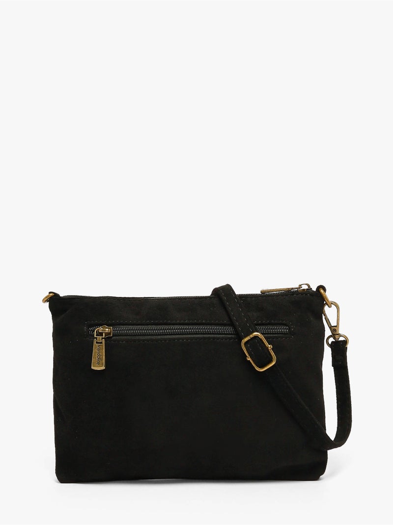 Sac bandoulière studs polyester mandoline toile enduite Noir - Kiabi