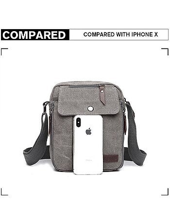 Sac bandoulière toile de coton style unisexe 17x23x7 cm - kono