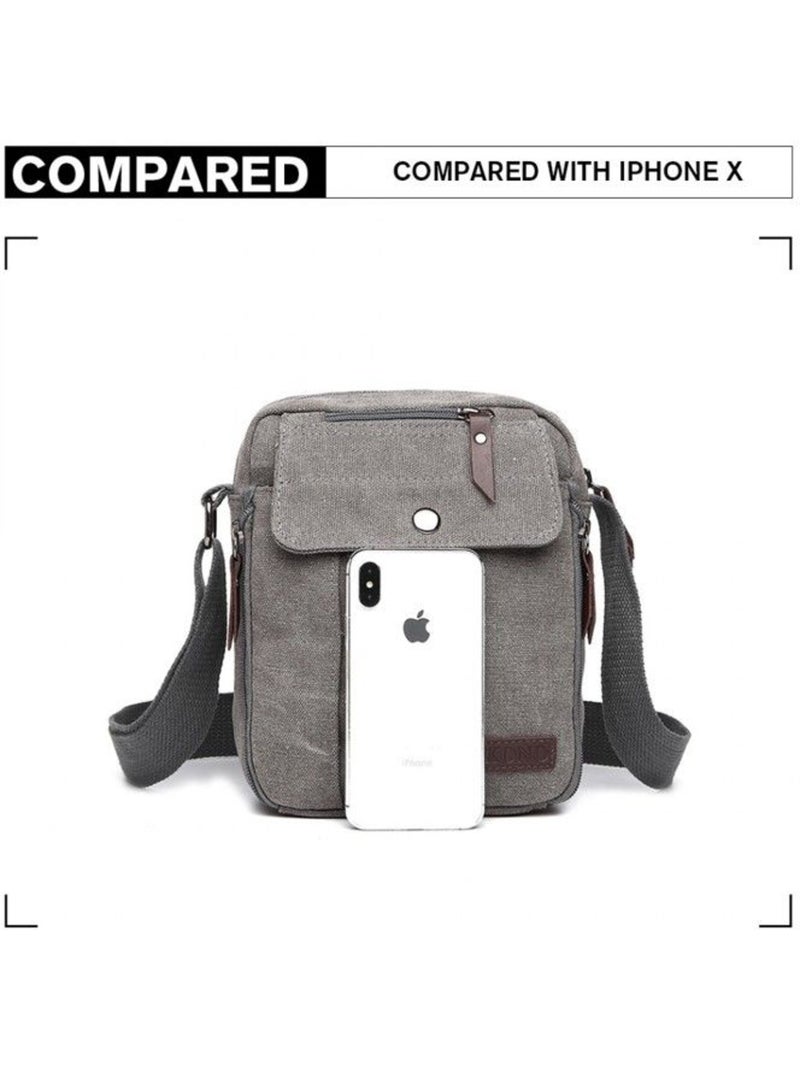 Sac bandoulière toile de coton style unisexe 17x23x7 cm - kono Gris - Kiabi