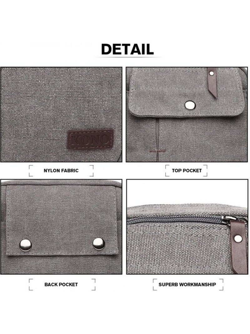 Sac bandoulière toile de coton style unisexe 17x23x7 cm - kono Gris - Kiabi