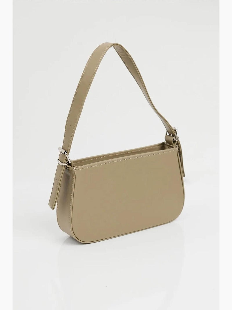 Sac bandoulière uni zippé en tissu bdart Kaki - Kiabi