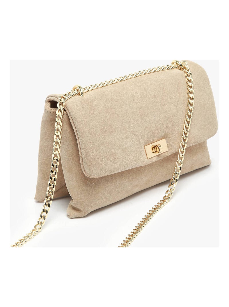 Sac Bandoulière Velvet Caviar Cuir Milano Cuir De Vachette Gris Beige - Kiabi
