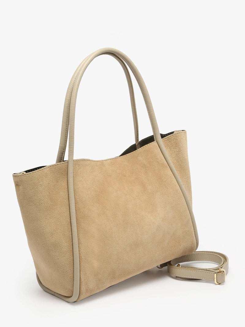 Sac Bandoulière Velvet Caviar Cuir Milano Cuir De Vachette Gris Beige - Kiabi