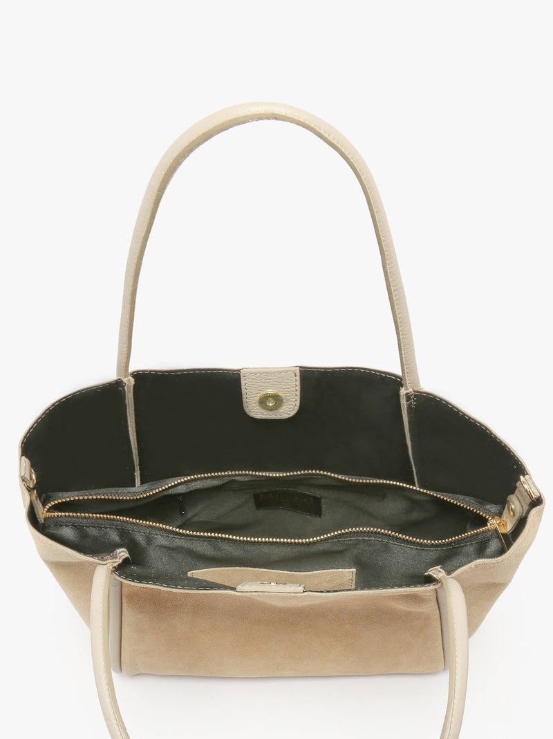 Sac Bandoulière Velvet Caviar Cuir Milano Cuir De Vachette Gris Beige - Kiabi