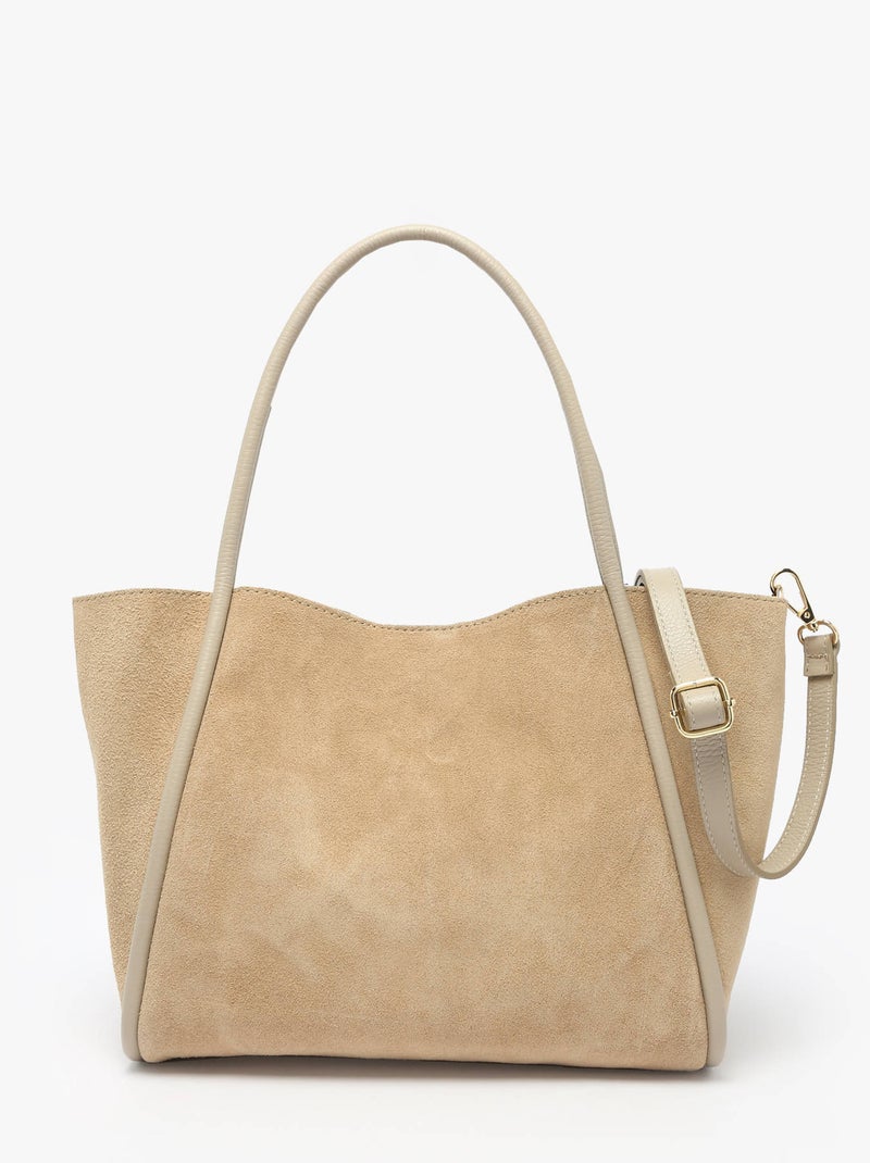 Sac Bandoulière Velvet Caviar Cuir Milano Cuir De Vachette Gris Beige - Kiabi