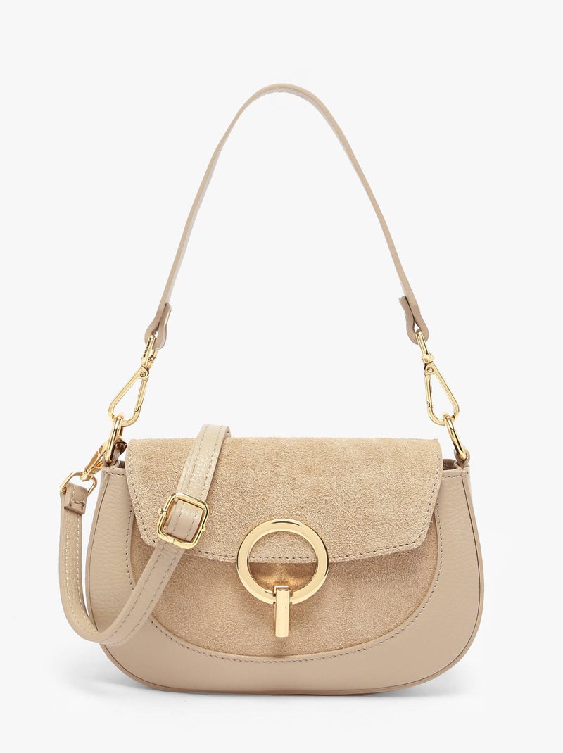 Sac Bandoulière Velvet Caviar Cuir Milano Cuir De Vachette Gris Beige - Kiabi