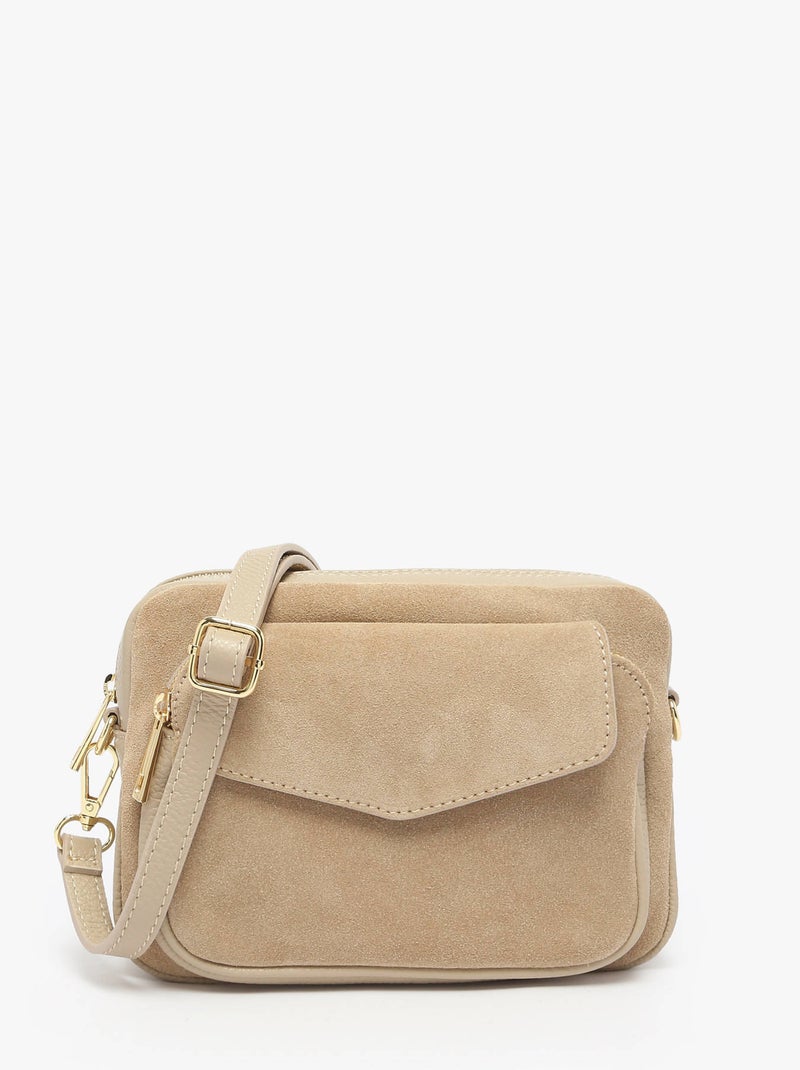 Sac Bandoulière Velvet Caviar Cuir Milano Cuir De Vachette Gris Beige - Kiabi