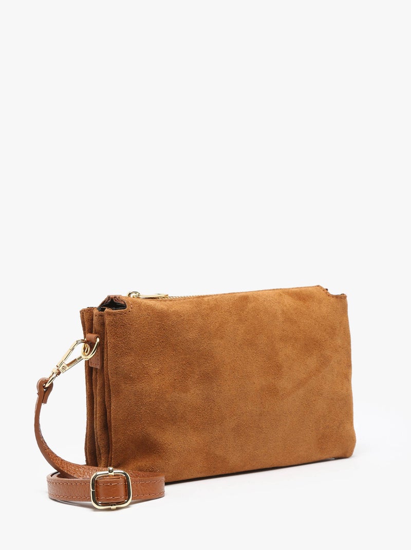Sac bandoulière velvet caviar cuir milano cuir de vachette Marron noisette - Kiabi