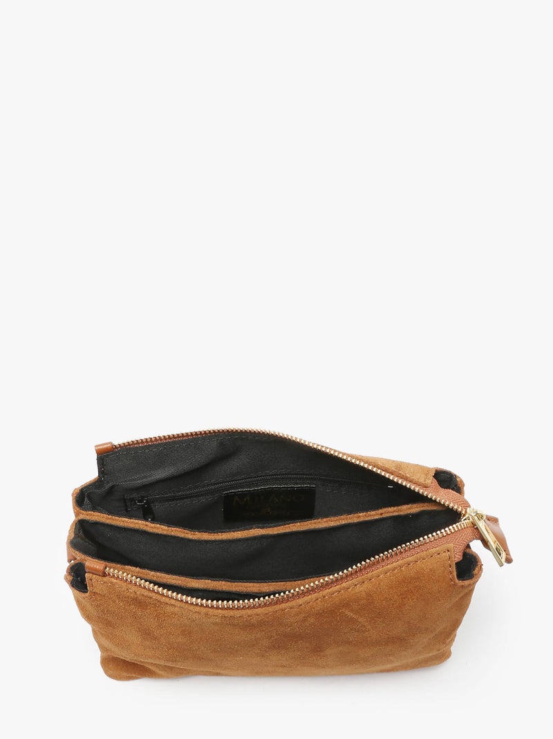 Sac bandoulière velvet caviar cuir milano cuir de vachette Marron noisette - Kiabi