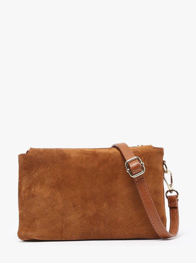 Sac bandoulière velvet caviar cuir milano cuir de vachette Marron noisette - Kiabi