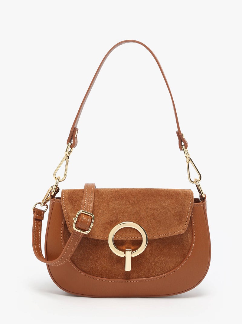 Sac Bandoulière Velvet Caviar Cuir Milano Cuir De Vachette Marron noisette - Kiabi