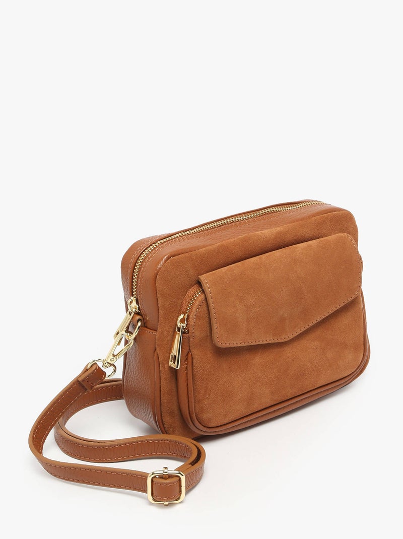 Sac Bandoulière Velvet Caviar Cuir Milano Cuir De Vachette Marron noisette - Kiabi