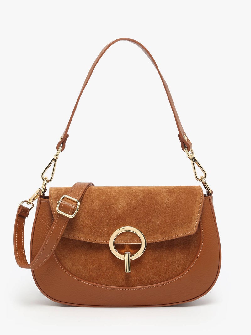 Sac Bandoulière Velvet Caviar Cuir Milano Cuir De Vachette Marron noisette - Kiabi