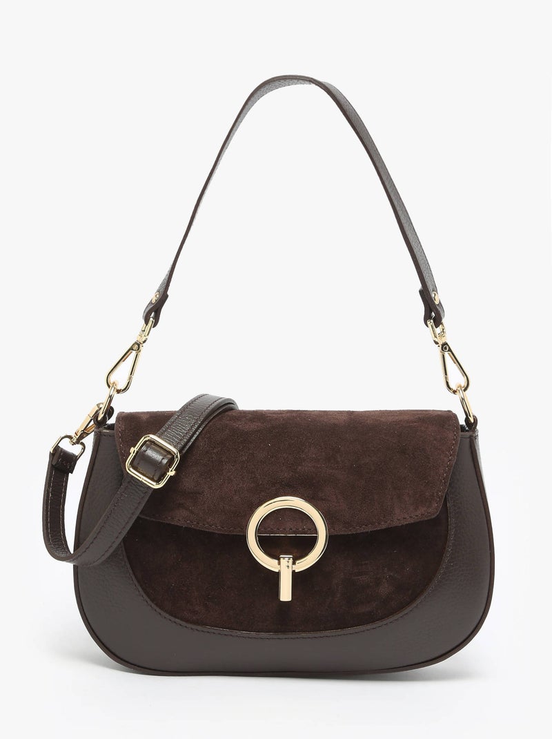 Sac Bandoulière Velvet Caviar Cuir Milano Cuir De Vachette Noir Rouge Noir - Kiabi