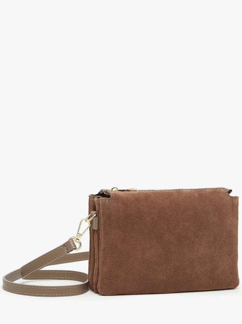 Sac bandoulière velvet caviar cuir milano cuir de vachette Taupe - Kiabi