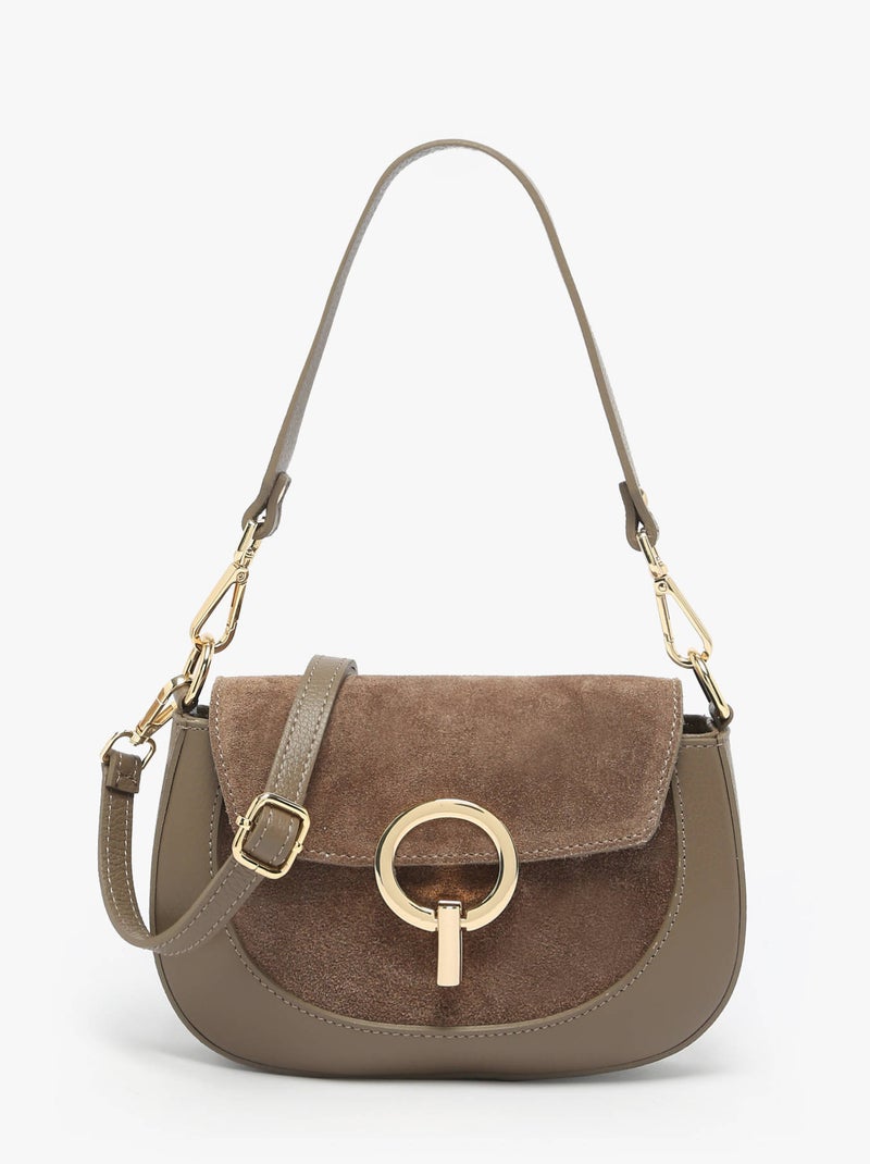 Sac Bandoulière Velvet Caviar Cuir Milano Cuir De Vachette Taupe - Kiabi