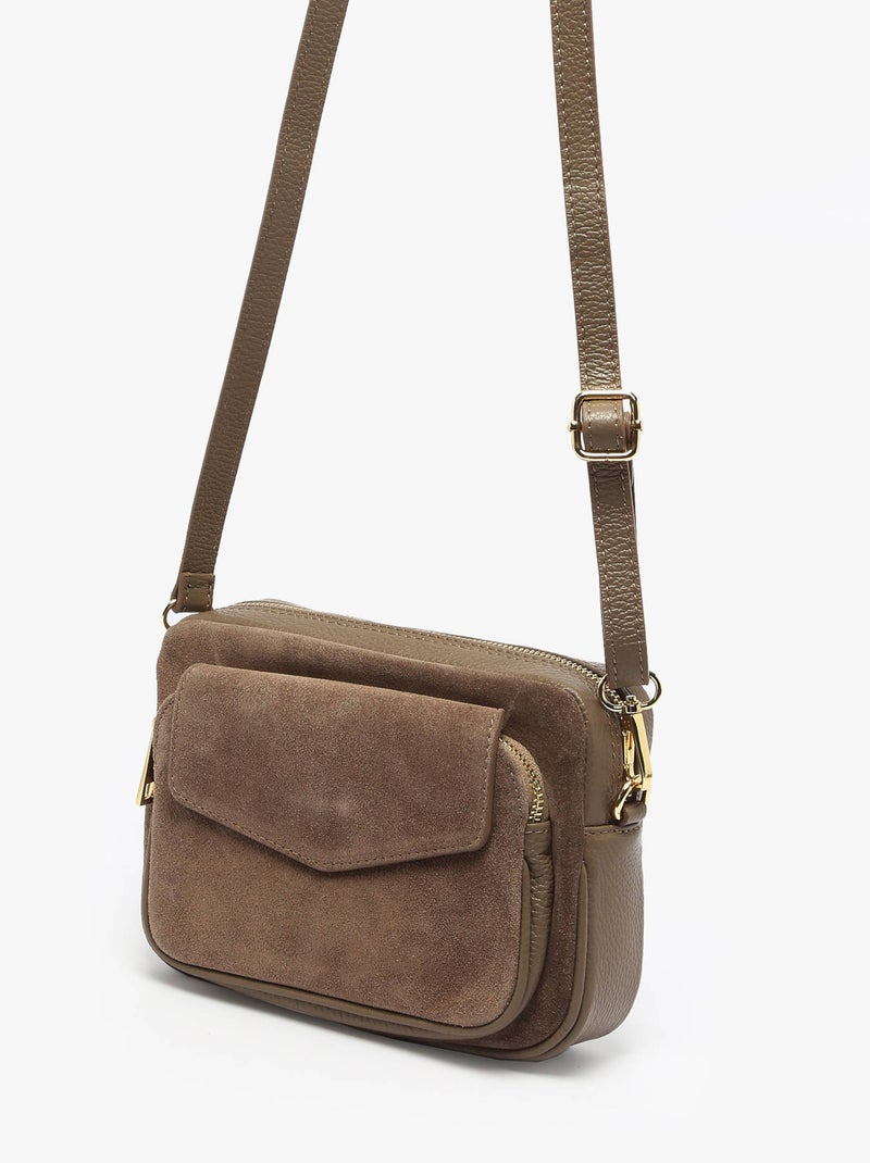 Sac Bandoulière Velvet Caviar Cuir Milano Cuir De Vachette Taupe - Kiabi