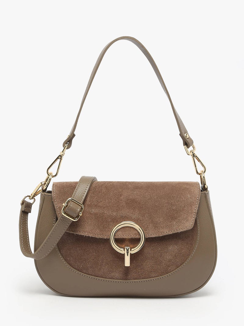 Sac Bandoulière Velvet Caviar Cuir Milano Cuir De Vachette Taupe - Kiabi