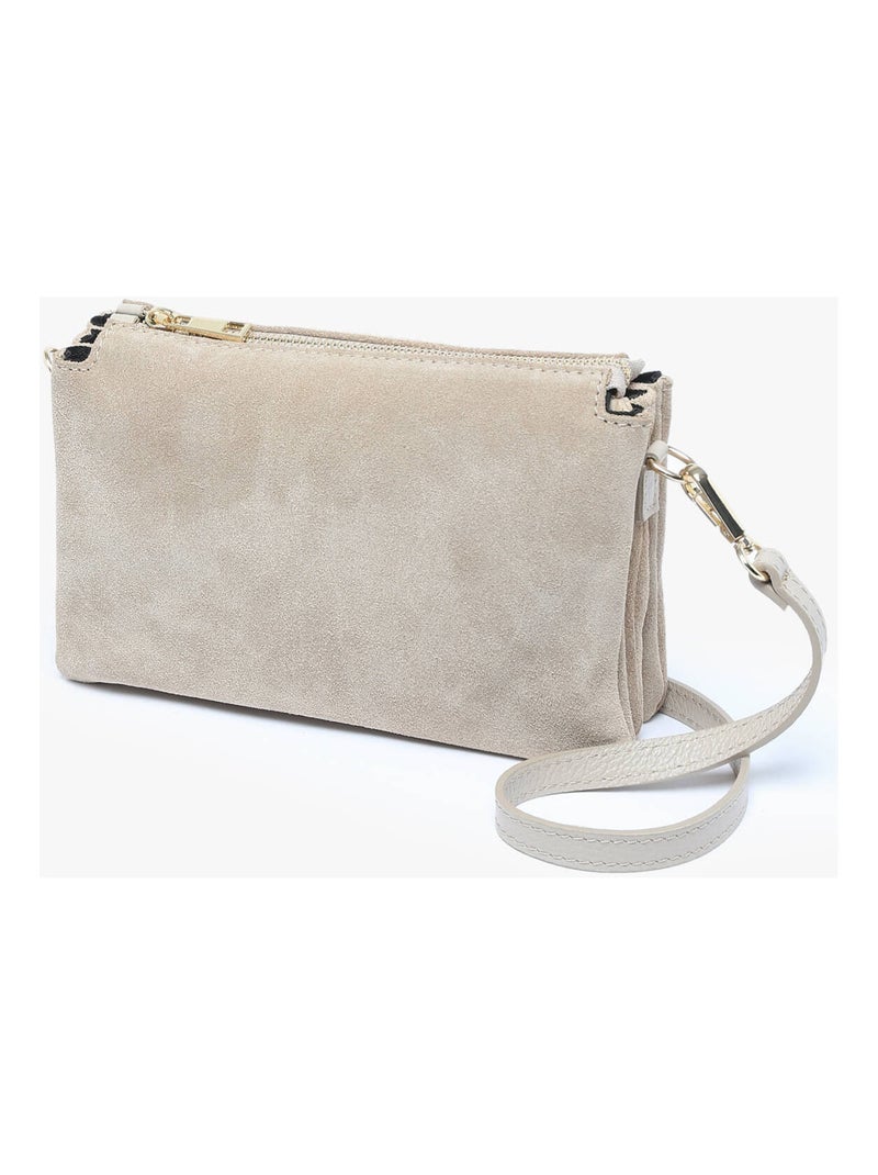 Sac Bandoulière Velvet Caviar Milano Cuir De Vachette Gris Beige - Kiabi