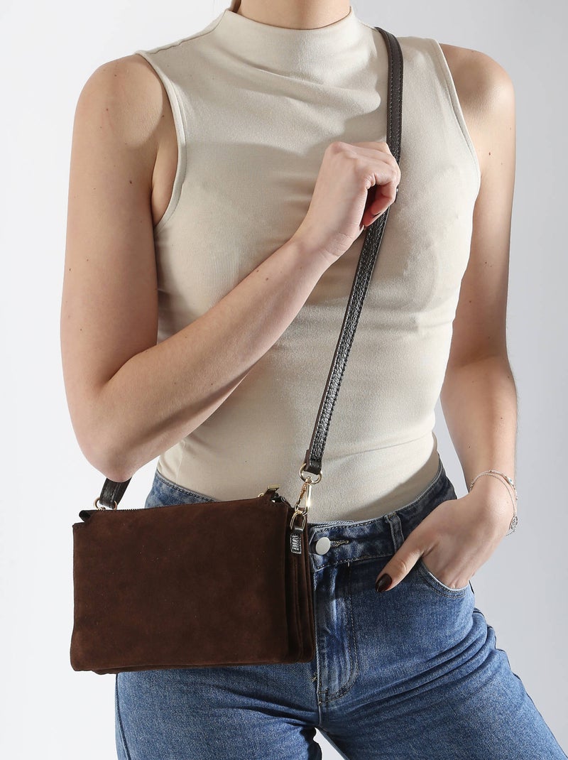 Sac Bandoulière Velvet Caviar Milano Cuir De Vachette Noir Rouge Noir - Kiabi