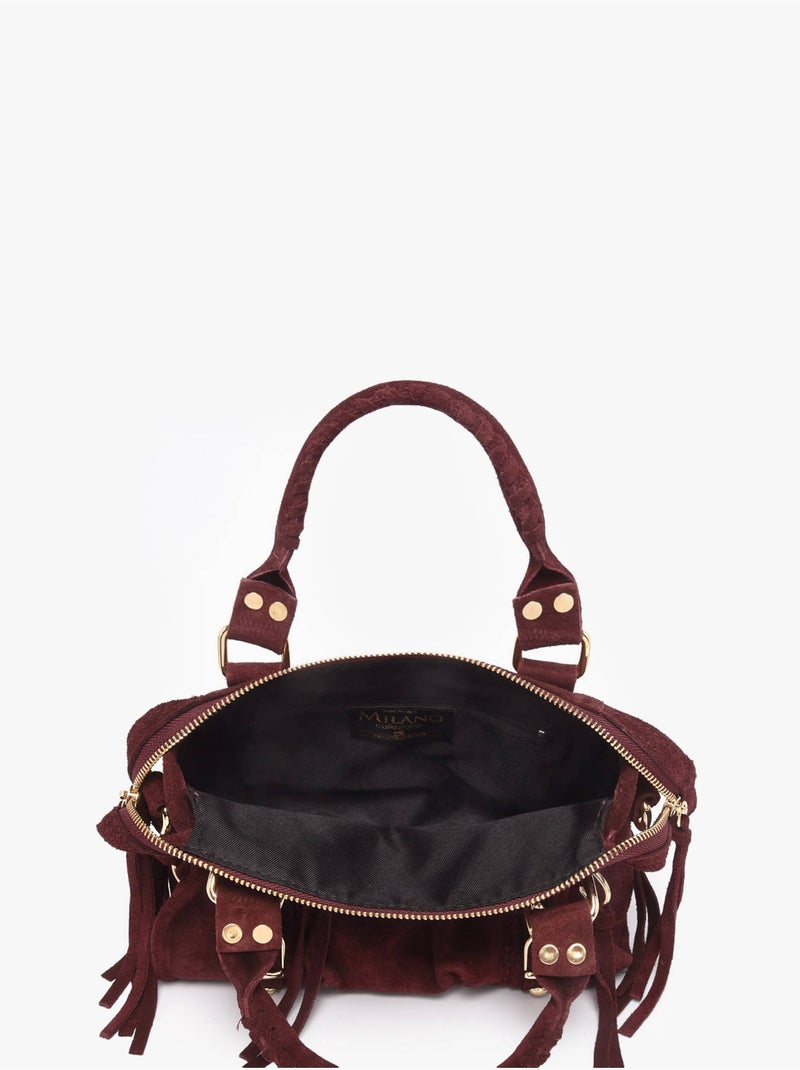 Sac bandoulière velvet cuir milano cuir de vachette Bordeaux - Kiabi