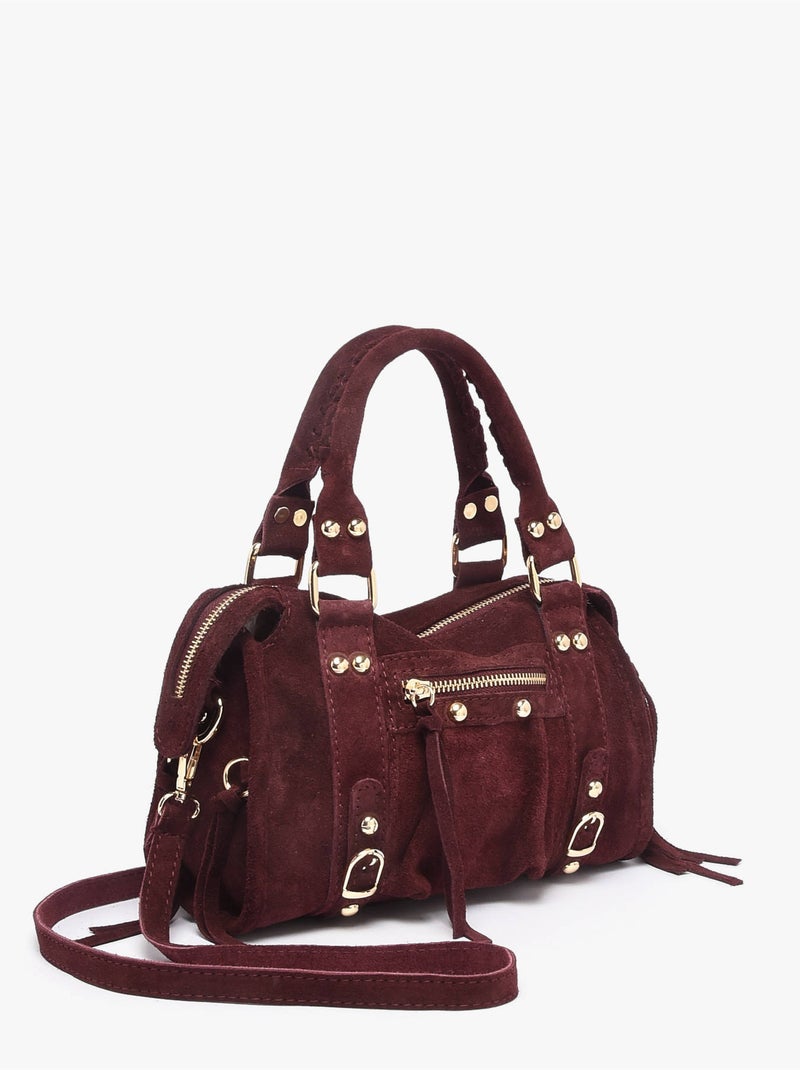 Sac bandoulière velvet cuir milano cuir de vachette Bordeaux - Kiabi